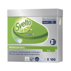 Detergente per lavastoviglie 3 in 1 Svelto ECO Professional 100 pastiglie 20 bianco  conf. 100 pezzi