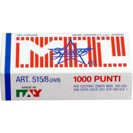 Punti metallici ZENITH 515/8 24/8  Conf. 1000 pezzi - 0305151801