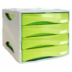 Cassettiera 4 cassetti ARDA Smile polistirolo antiurto e materiale infrangibile grigio/verde - TR15P