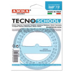 Goniometro ARDA Linea Tecnoschool polistirolo termoresistente azzurro trasparente 360° 12 cm - 405SS