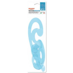 Set curvilinee ARDA Serie Tecnoschool polistirolo termoresistente azzurro trasparente  Conf. 3 pezzi