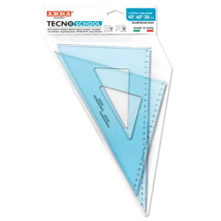 Coppia squadre ARDA Linea Tecnoschool plastica azzurro trasparente Formato 45° e 60° 30 cm  Conf. 2 