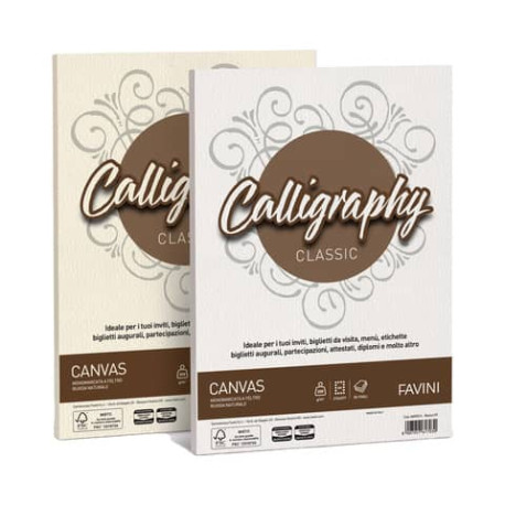 Carta canvas FAVINI Calligraphy per lettere ruvido su entrambi i lati 100 g/m² A4 avorio 02  50 fogl