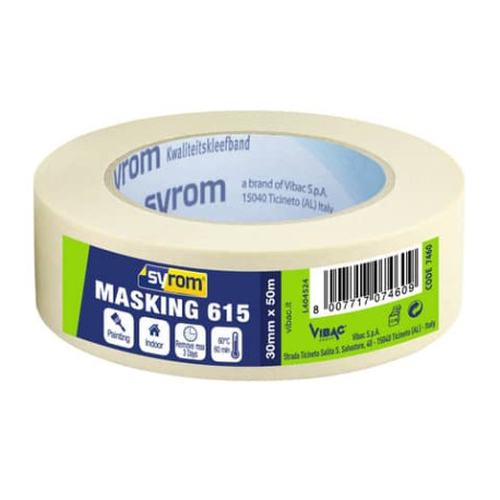 Nastro adesivo in carta Masking 615 SYROM avorio formato 30 mm x 50 m 7460