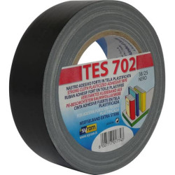 Nastro adesivo in tela Tes 702 SYROM formato 38 mm x 25 m - materiale tela plastificata nero - 1774