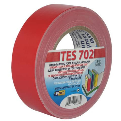 Nastro adesivo in tela Tes 702 SYROM formato 38 mm x 25 m - materiale tela plastificata rosso - 1733