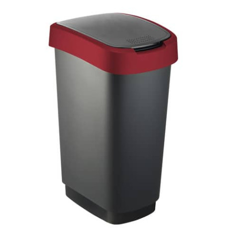 Cestino gettacarte Rotho con coperchio basculante nero/rosso - 50 l F600027  - Lineacontabile