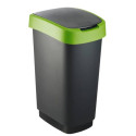 Cestino gettacarte Rotho con coperchio basculante nero/verde - 50 l F600028