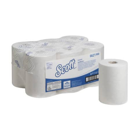 Asciugamani intercalati SCOTT® in carta bianco confezione da 6 rotoli - 6621