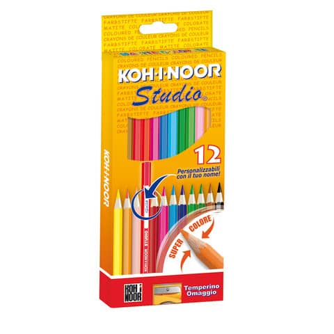 Astuccio matite colorate KOH-I-NOOR Legno 12pz - DH3312 - Lineacontabile