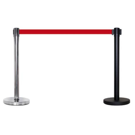 Colonnina per separacode MARKIN h. 90cm Ø 6 cm nera nastro rosso Conf. 2 pezzi - Y612N280RO