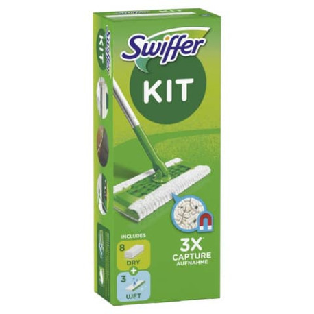 Starter Kit catturapolvere Swiffer Dry verde scopa + 8 panni - PG075