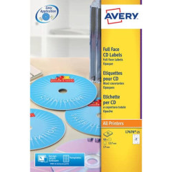 Etichette per CD AVERY bianche coprenti Ø117 mm 25 fogli - L7676-25