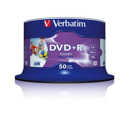 DVD+R Wide Stampabile Verbatim Spindle 4.7 GB - velocità 16x Conf. 50 pezzi - 43512