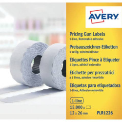 Rotolo 1500 etichette per prezzatrici removibili AVERY 12 x 26mm PLR1226