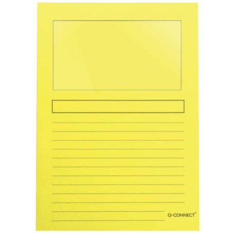 Cartellina con finestra Q-Connect Ordo 22x31 cm cartoncino 120 g/m² giallo Conf. 50 pezzi - KF15244