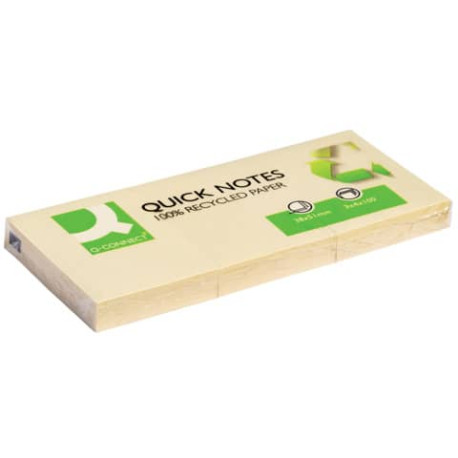 Foglietti riposizionabili Q-Connect 100% materiale riciclato 65 g/m² giallo 38x51 mm  12 blocchetti 