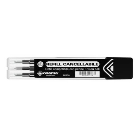 Refill inchiostro gel cancellabile RISCRIVI 0,7 mm nero astuccio da 3 - OW 10136 N