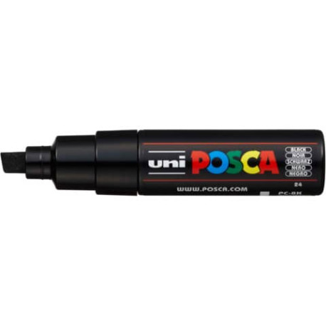 Marcatore a tempera POSCA Uni-Ball punta a scalpello 8 mm nero M PC8K N