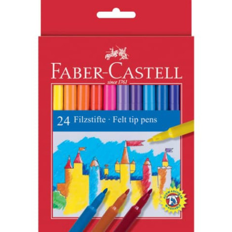 Pennarelli Faber-Castell CASTELLO standard punta fine 3 mm assortiti astuccio di cartone da 24 - 554