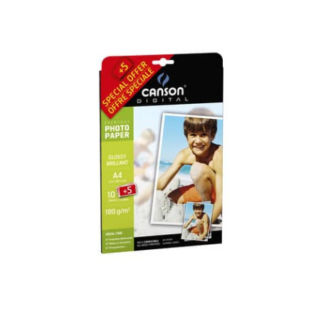 Carta fotografica inkjet CANSON EVERYDAY A4 lucida 180 g/m² Conf. 15 pezzi - C200004475