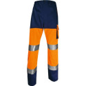 Pantaloni da lavoro DELTA PLUS ad alta visibilità - classe 2 - 5 tasche - argento arancio fluo-blu -