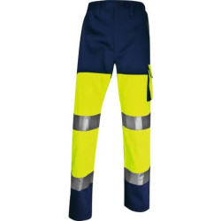 Pantaloni da lavoro Delta Plus ad alta visibilità - classe 2 - 5 tasche - argento giallo fluo-blu - 