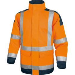 Giacca da lavoro Delta Plus Parka Easy View c/zip imperm. - Cl.3 - 4 tasche - argento arancio fluo-b