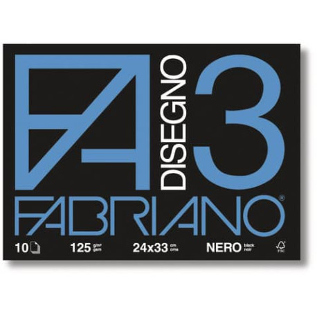 Album da disegno Fabriano F3 NERO 125 g/m² 10 24x33 cm nero 04001017