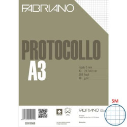 Fogli protocollo Fabriano PROTOCOLLO bianco 60 g/m² 29,7x42 cm rigato a 5 mm conf. da 200 fogli - 02