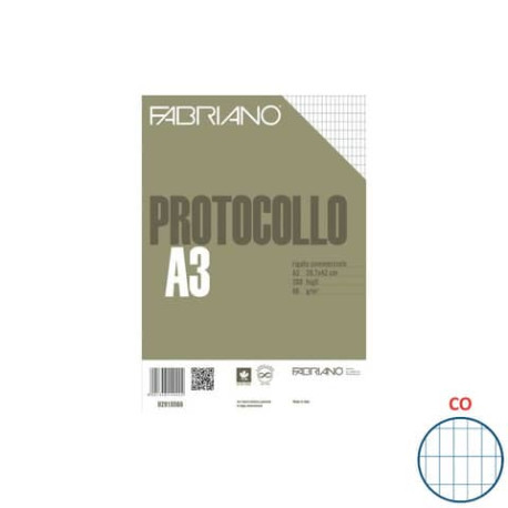 Fogli protocollo Fabriano bianco 60 g/m² 29,7x42 cm rigato commerciale conf. 200 fogli - 02910560