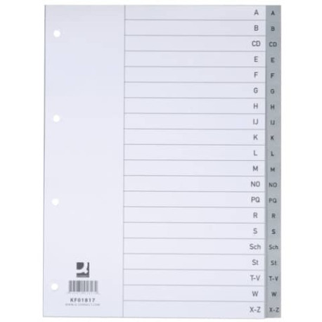 Divisori alfabetici Q-Connect A-Z 22,5x29,7 cm grigio 20 pagine KF01817