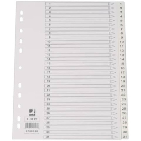 Divisore numerico Q-Connect bianco 22,5x29,7 cm ppl 1-31 KF00180