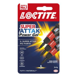 Colla Loktite Super Attak Power Flex gel Mini Trio trasparente Blister da 3 tubetti da 1 g. - 204863