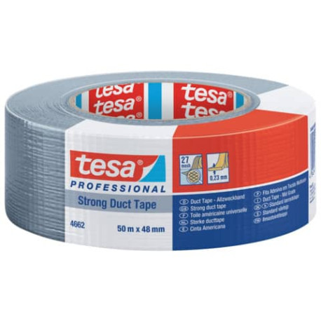 Nastro isolante tesa duct 4662 in tessuto plastificato trasparente 27 mesh 48 mm x 50 m grigio - 046