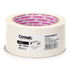 Nastri adesivi per la spedizione Comet PVC con adesivo in gomma naturale 50mm x 66m bianco - 62240-0