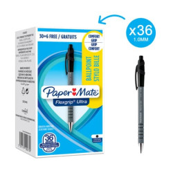 Penna a sfera a scatto Paper Mate Flexgrip Ultra M 1,0 mm nero confezione da 36 - 1910073