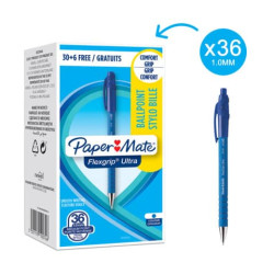 Penna a sfera a scatto Paper Mate Flexgrip Ultra M 1,0 mm blu confezione da 36 - 1910074