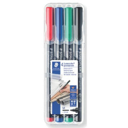 Penne a punta sintetica Staedtler Lumocolor permanent pen 317 M assortiti astuccio da 4 pezzi - 317 