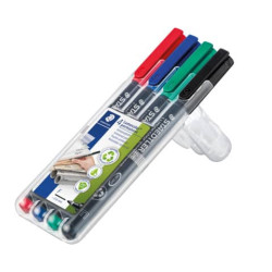 Penne a punta sintetica Staedtler Lumocolor permanent pen 318 F assortiti astuccio da 4 pezzi - 318 