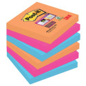 Foglietti riposizionabili Post-it® Super Sticky 76x76 mm Bangkok conf. 6 blocchetti da 90 ff - 654-6