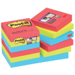 Foglietti riposizionabili Post-it® Super Sticky 47,6x47,6 mm Bora Bora conf. 12 blocc. da 90 ff - 62