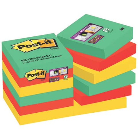 Foglietti riposizionabili Post-it® Super Sticky 47,6x47,6 mm Marrakesh conf. 12 blocc. da 90 ff - 62