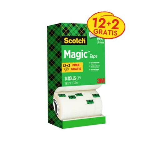 Nastro adesivo Scotch® Magic™ trasparente opaco 19 mm x 33 mt Value Pack 12+2 GRATIS - 8-1933R14TPR