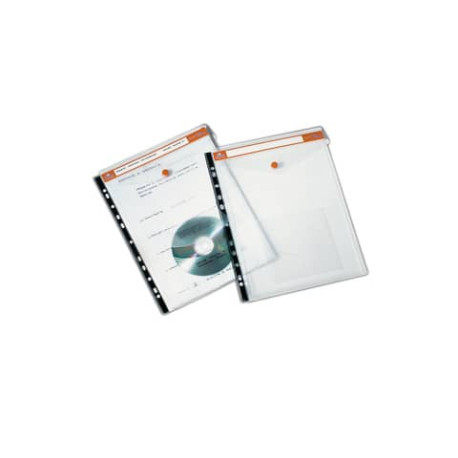 Buste a soffietto con bottone CLICK' N File Jumbo Tecnostyl in PPL 24x31 cm trasparenti Conf. 5 bust