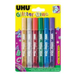 Colla Glitter Uhu Original colori assortiti 6x10 ml - D1640