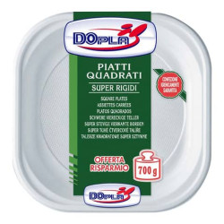 Stoviglie monouso Dopla piatti quadrati 700 gr polistirolo bianco conf.53 - 01464