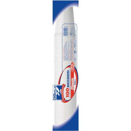 Bicchieri monouso Dopla 200 ml in polipropilene bianco conf. 100 pezzi - 02022