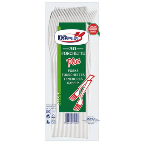 Stoviglie monouso Dopla forchette Compact Plus polistirolo bianco conf.30 - 03034