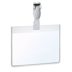 Portanomi con clip DURABLE EUROBADGE tasca chiusa pvc trasparente inserto 60x90mm  conf. 25 - 814319